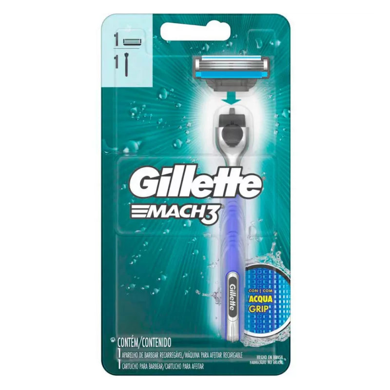 Aparelho de Barbear Gillette Mach3 Acqua Grip Carga Un