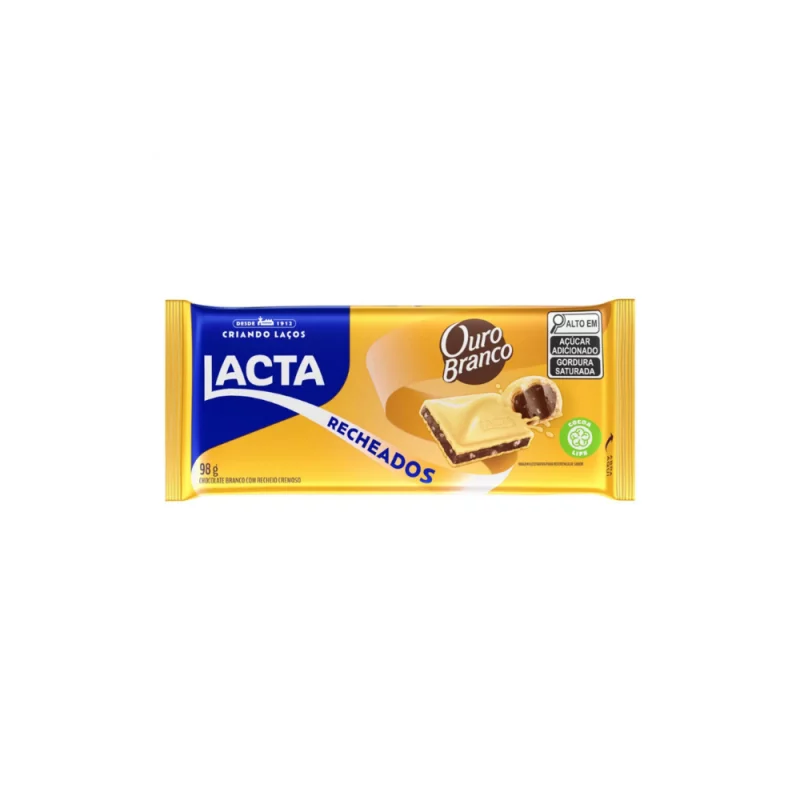Chocolate Lacta Barra Ouro Branco Recheado 98g