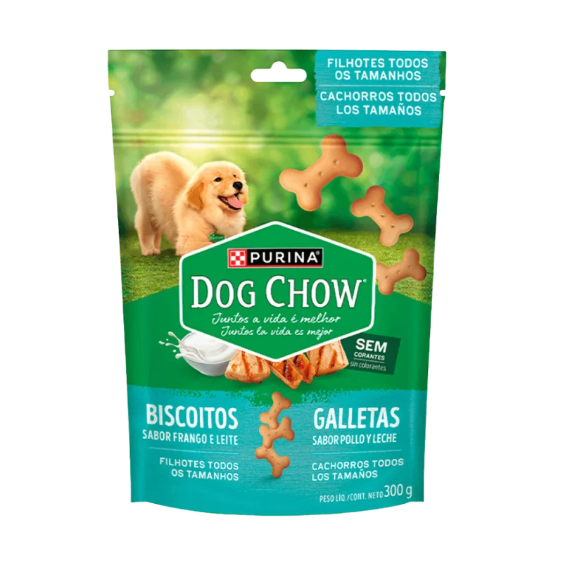 Biscoito Dog Chow Todos Os Tamanhos Frango e Leite 300g