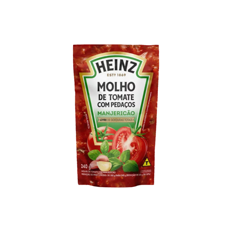 Molho Tomate Heinz com Pedacos Manjericao Sache 240g