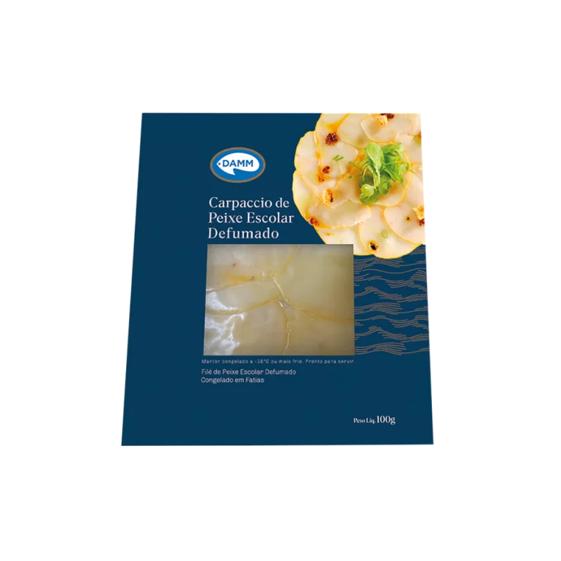 Carpaccio de Peixe Escolar Damm Defumado File Congelado 100g