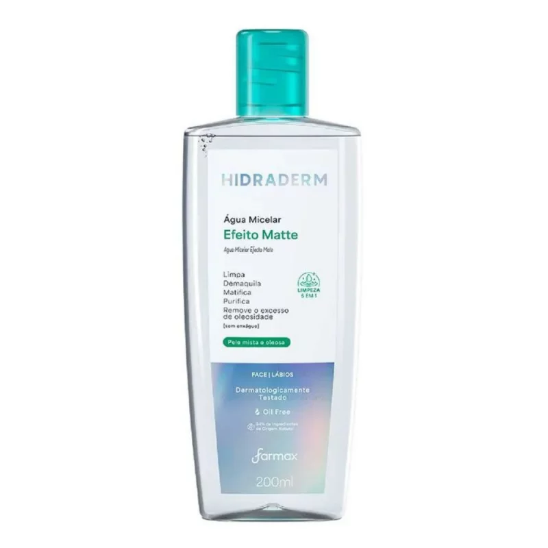 Agua Micelar Hidraderm Efeito Matte 5 em 1 200ml