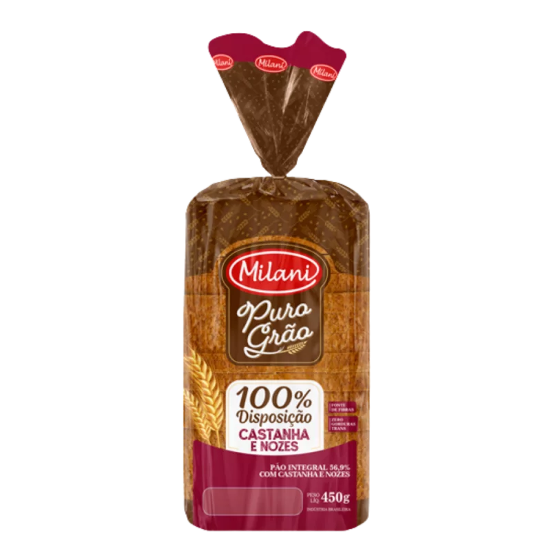 Pao de Forma Milani Puro Grao Castanha e Nozes 450g
