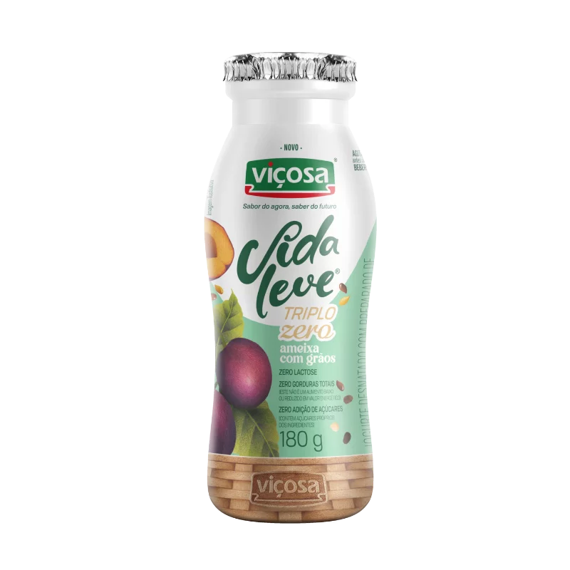 Iogurte Vicosa Vida Leve Triplo Zero Ameixa com Graos 180g