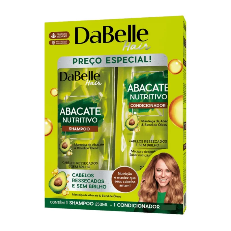 Kit Dabelle Hair Shampoo 250ml + Condicionador Abacate Nutritivo 175ml