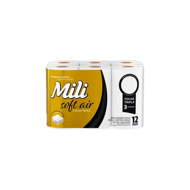Papel Higienico Mili Soft Air 20 Metros Folha Trippla 12un
