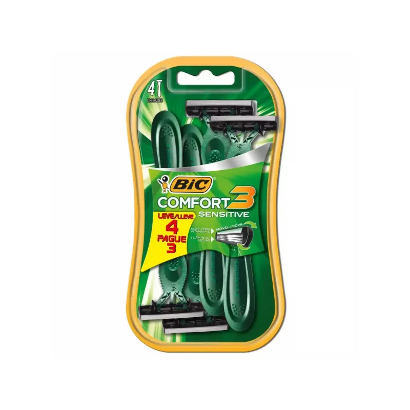 Aparelho de Barbear Bic Comfort 3 Sensivel Blister Leve 4 Pague 03un