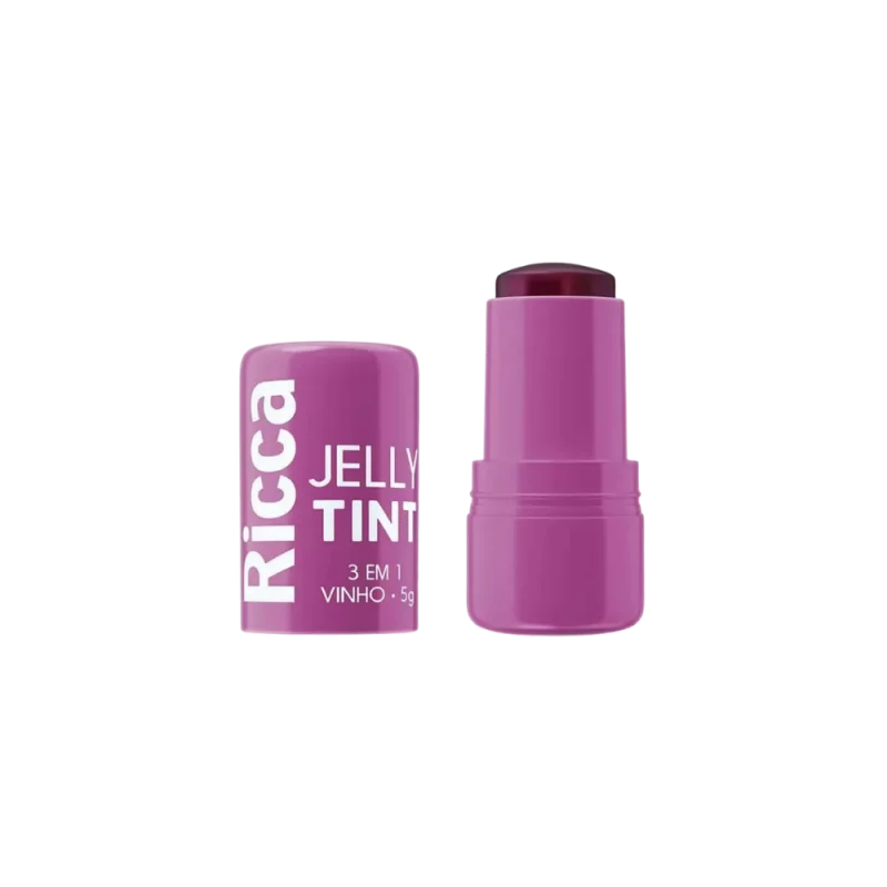 Batom Blush Sombra Bastão Ricca Jelly Tint 3 em 1 Vinho 5g