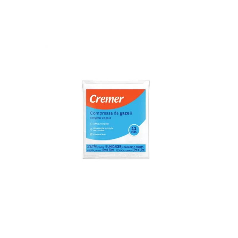 Compressa de Gase Cremer Estéril 11 Fios 5un