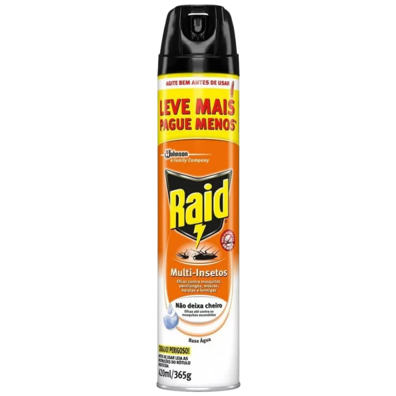 Inseticida Raid Multi Insetos Aerosol Base Agua Leve Mais Pague Menos 420ml
