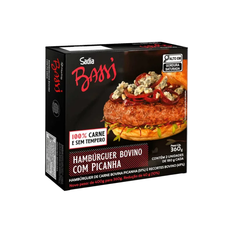 Hamb Bov Sadia Bassi 360g Picanha