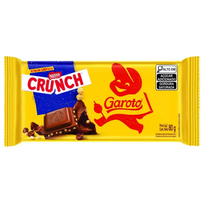 Choc Barra Garoto Crunch Leite Pct 80g