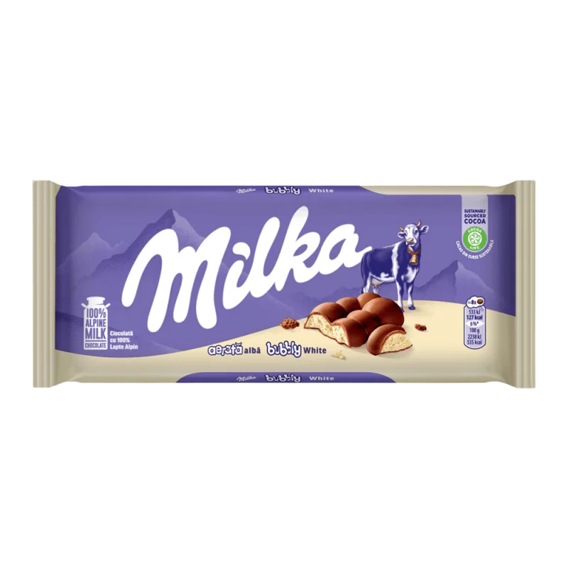 Choc Barra Milka Bubbly White Pct 95g