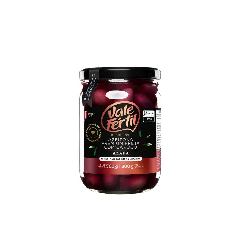 Azeitona Pret Vale Fertil Azapa Pt 300g C/ Caro