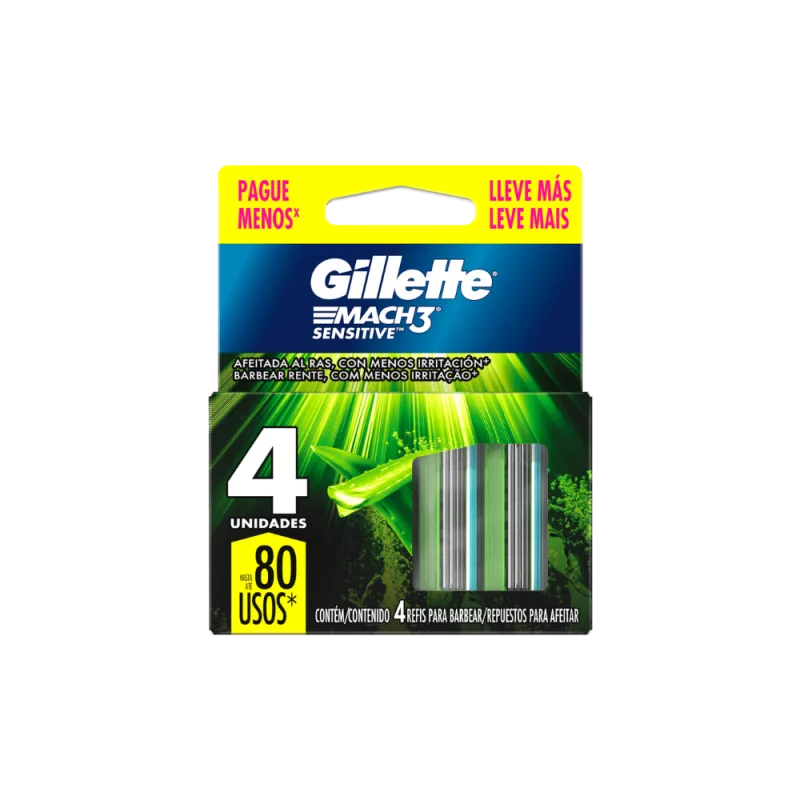 Carga de Ap P/ Barbear Gillette Mach3 Sens 4un