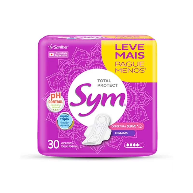 Absorvente Com Abas Sym Suave Pct 30Un Lv + Pg -