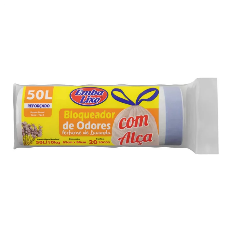Saco Lixo Embalixo Bloq C/ Alca 20un 50l