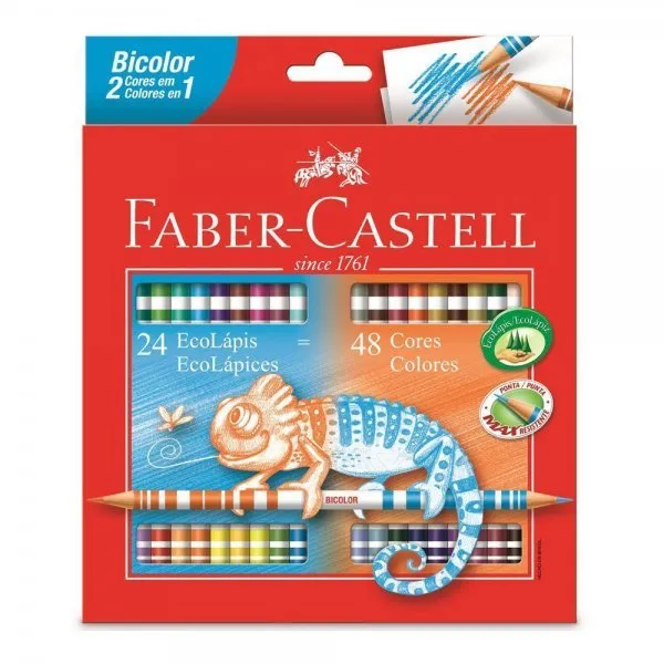 Lapis de Cor Faber Castell Bicolor com 24un 48 Cores
