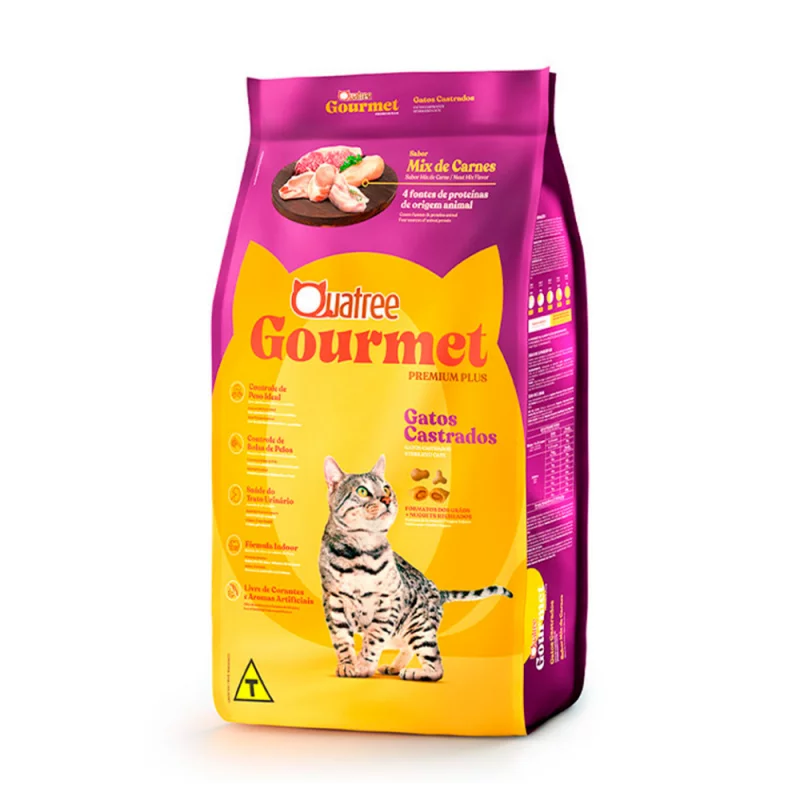 Racao Gato Castra Quatree Gourmet Sc 1kg Mix Carne
