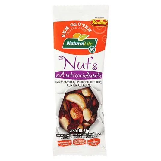 Barra de Cereais Nuts Kodilar Naturallife Antioxidante 25g