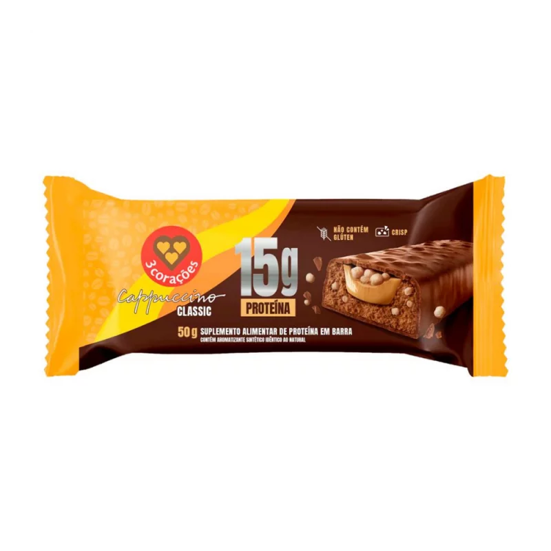 Barra de Proteina 3 Coracoes Capuccino Classico 50g