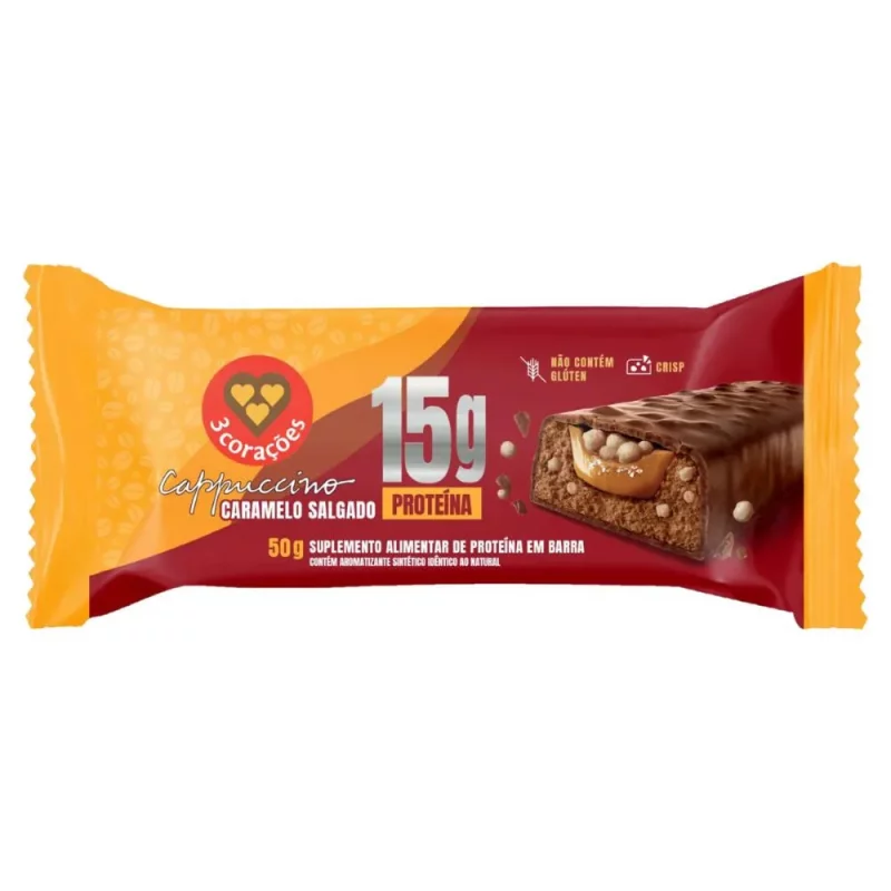 Barra Proteica 3 Coracoes 50g Caramelo Salgado