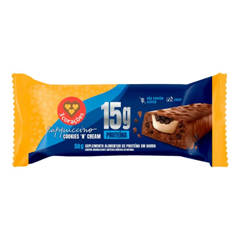 Barra Proteina 3 Coracoes Capuccino Cookies Cream 50g