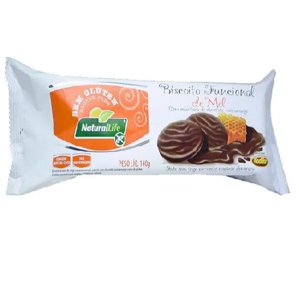 Biscoito Kodilar Naturallife Funcional Mel Cobertura Chocolate Amargo 140g