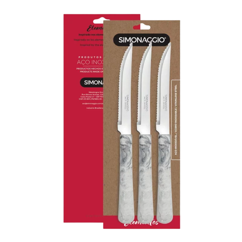 Faca P/ Carne Elemento Madrepe 3pcs