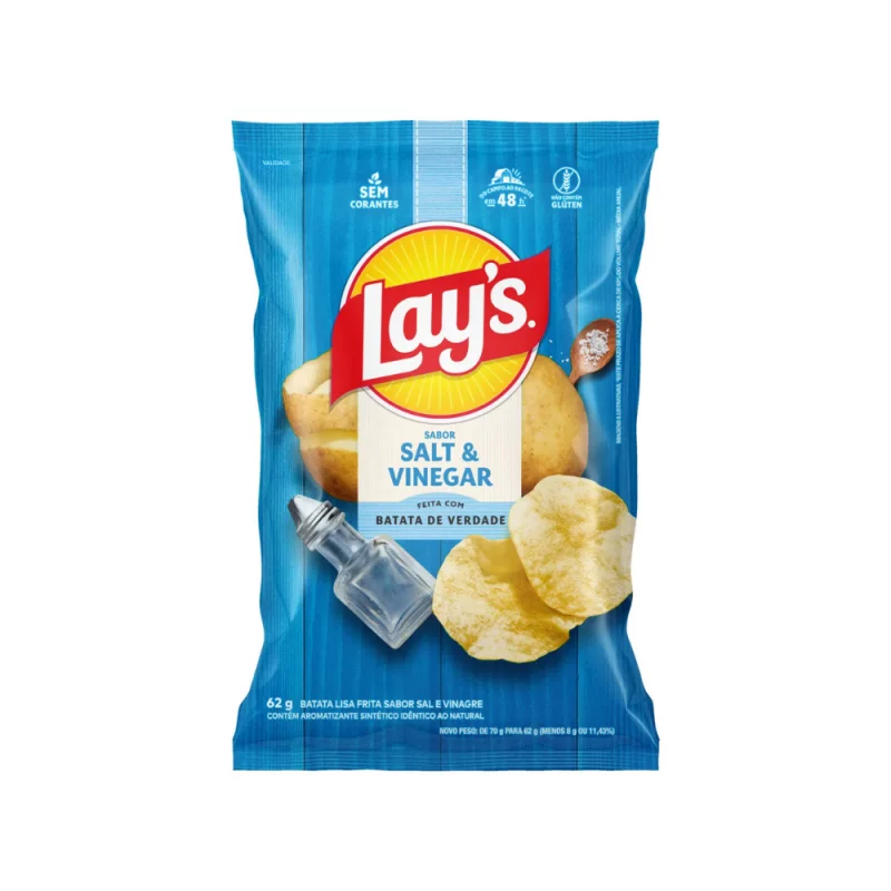 Batata Chips Lays Lisa Pct 62G Salt E Vinegar