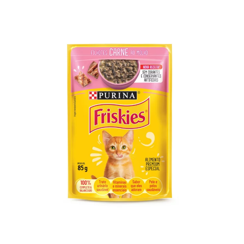 Racao Purina Friskies Filhotes Carne Ao Molho 85G