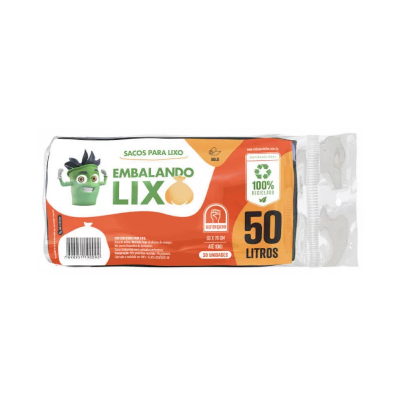 Saco Lixo Potenzzo Rolo 50L