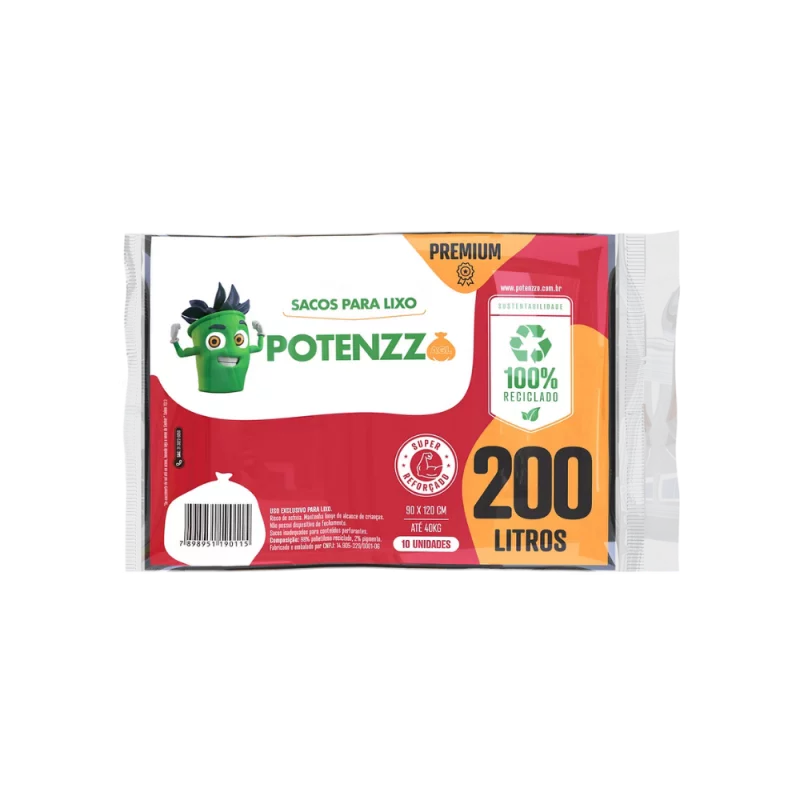 Saco Lixo Potenzzo Premium 200L