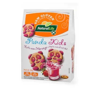 Biscoito Kodilar Naturallife Panda Kids Leite de Morango 100g