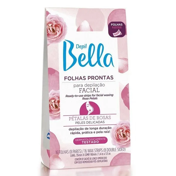 Folhas Depil Bella Prontas para Depilacao Corporal Petalas de Rosas 16un