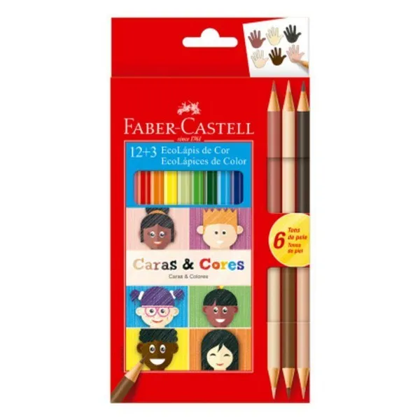 Lapis de Cor Faber Castell Caras e Cores com 12un + 3un