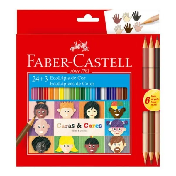 Lapis de Cor Faber Castell Caras e Cores com 24un + 3un