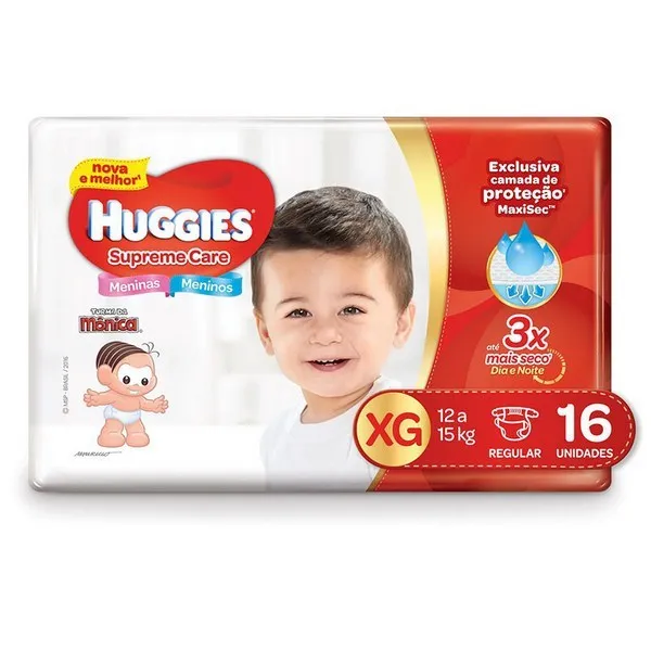 Fralda Descartavel Huggies Supreme Care Jumbo Xg com 16 Un