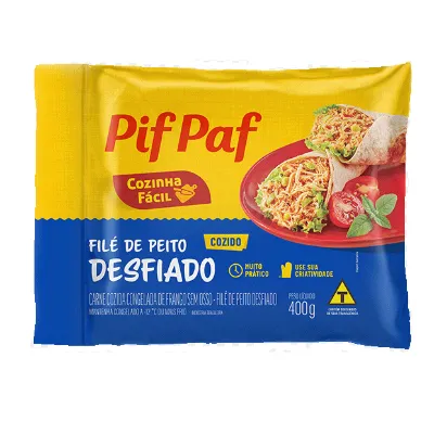 File de Peito Pif Paf Cozido Desfiado Temperado 400g