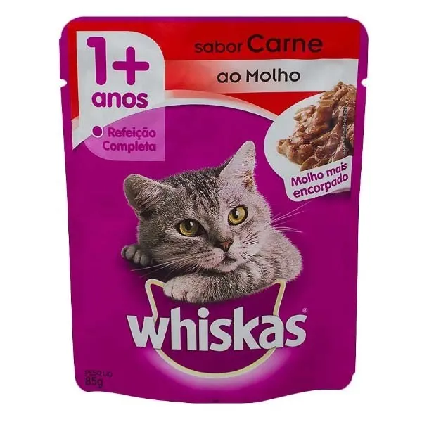 Racao Whiskas Adulto Carne Sache 85g