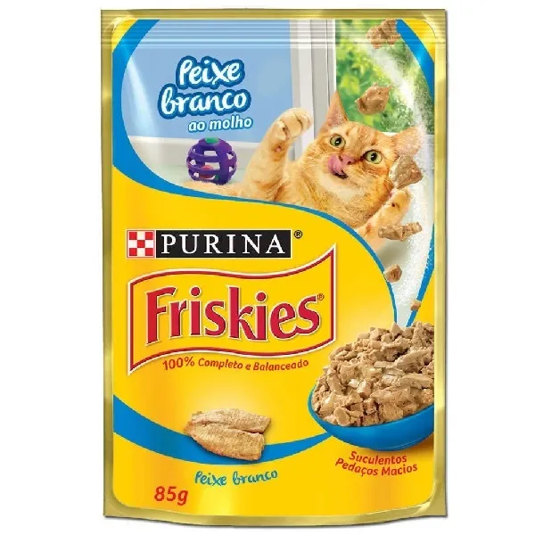 Racao Purina Friskies Peixe Ao Molho Branco 85g