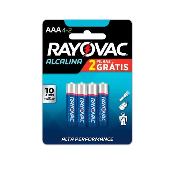 Pilha Rayovac Alkaline Palito 6un