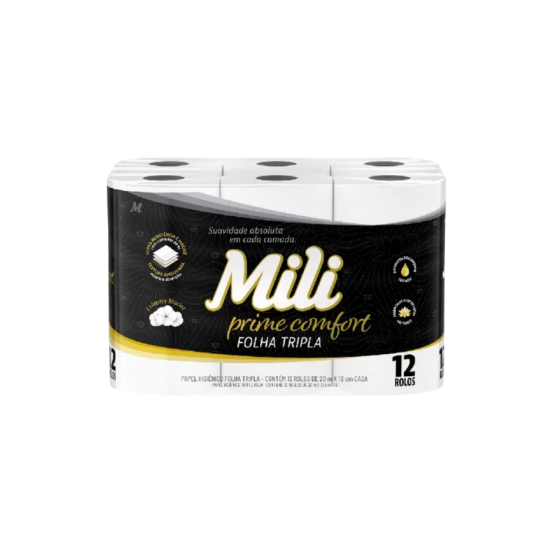 Papel Higienico Mili Prime Folha Tripla Leve Mais por Menos Neutro 12 Un