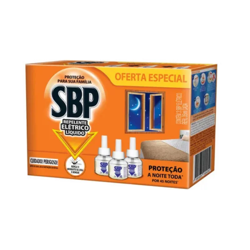 Inseticida Sbp Eletrico com 3 Refil 35ml 45 Noites