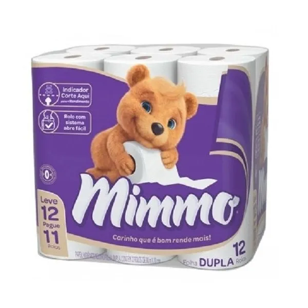 Papel Higienico Mimmo Neutro Folha Dupla 30metros Leve 12 Pague 11