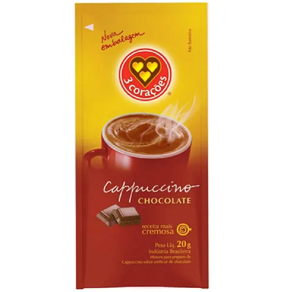 Cappuccino Tres Coracoes Chocolate Sache 20g