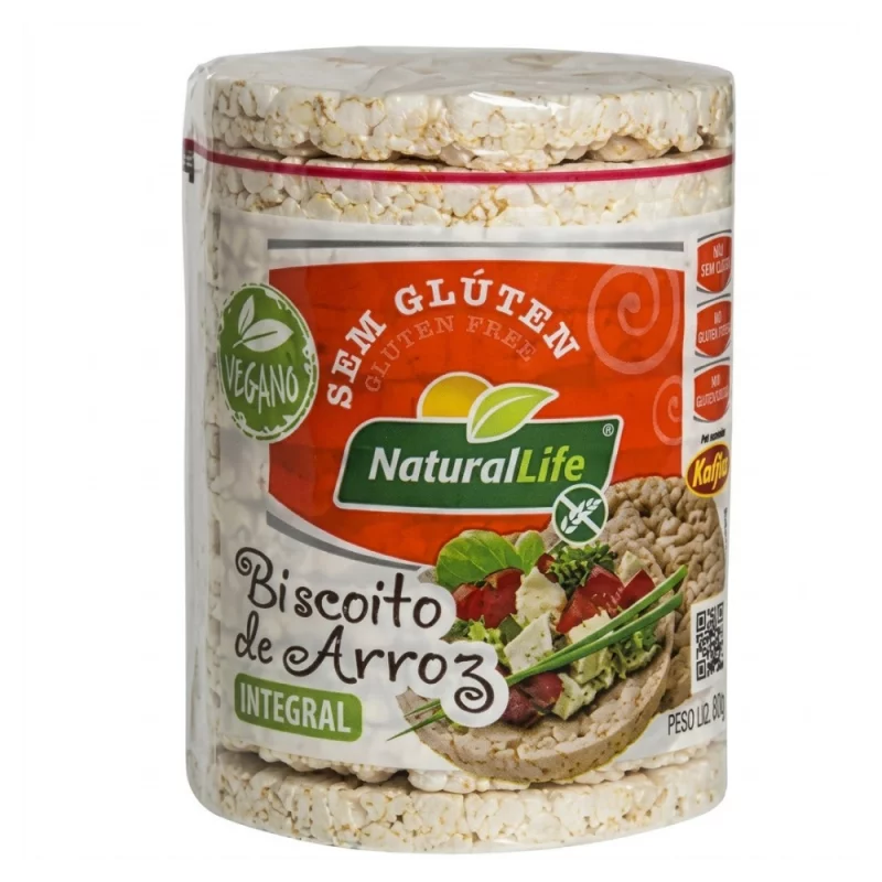 Biscoito de Arroz Kodilar Naturallife Integral Sem Gluten 80g