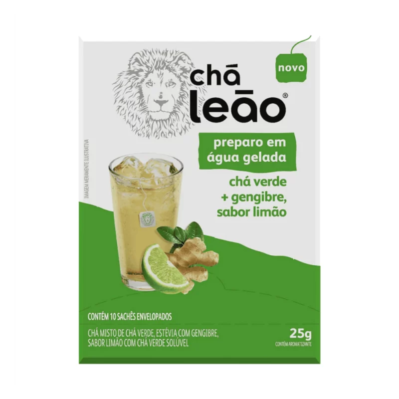 Cha Verde Leao Gengibre e Limao com 10 Saq. 25g