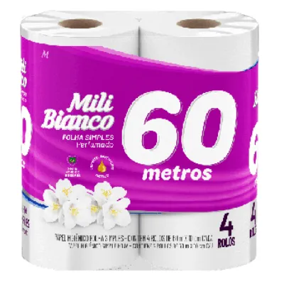 Papel Higienico Mili Bianco Perfumado 60m com 04un