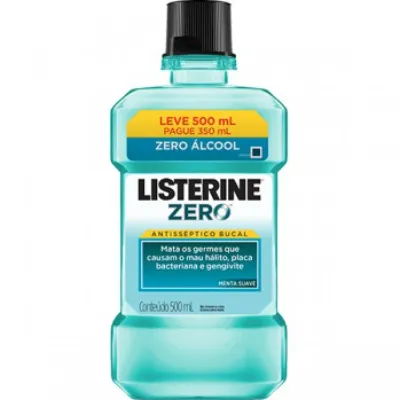 Antisseptico Bucal Listerine Zero Menta Suave Leve500ml Pague350ml